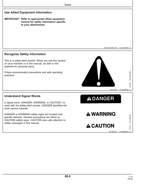 John Deere 17ZTS Excavator Operating Manual OMT185582