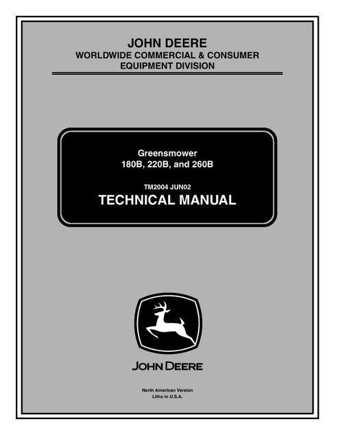 John Deere 180B 220B 260B Greensmower Technical Manual TM2004