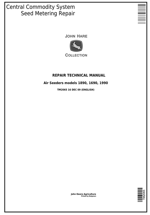 John Deere 1890 1690 1990 Seed Metering Repair Manual TM2065