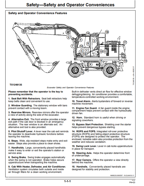 John Deere 190GW Wheeled Excavator Operation Manual PDF