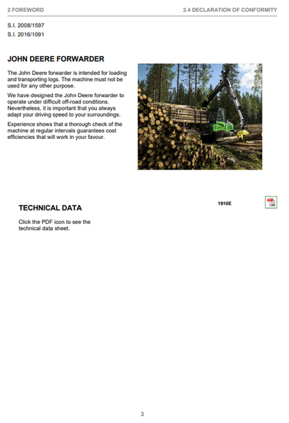 John Deere 1910E Fixed Cabin Tier 2 Operator Manual PDF