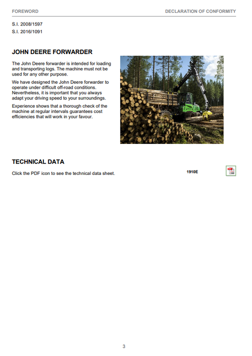 John Deere 1910E Tier 3 Operator Instruction Manual PDF