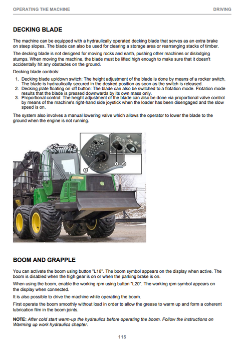 John Deere 1910G Fixed Cabin Forestry Operator Manual