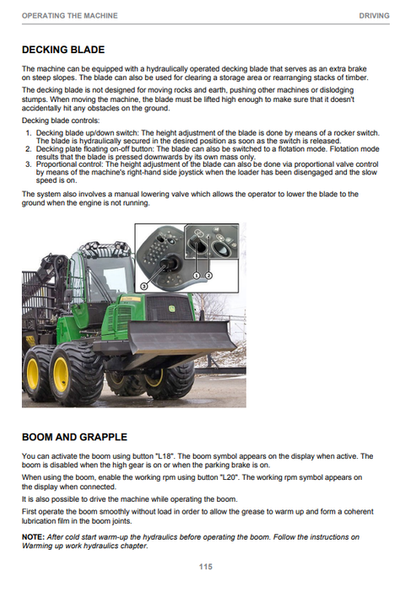 John Deere 1910G Fixed Cabin Forestry Operator Manual