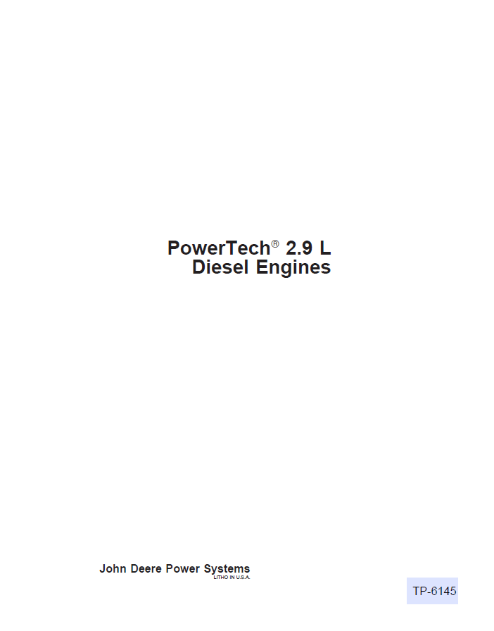 John Deere 2.9 L Diesel Engines Component Technical Manual CTM125 PDF