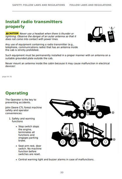 John Deere 2010H & 2510H Forestry Forwarder Instruction Manual