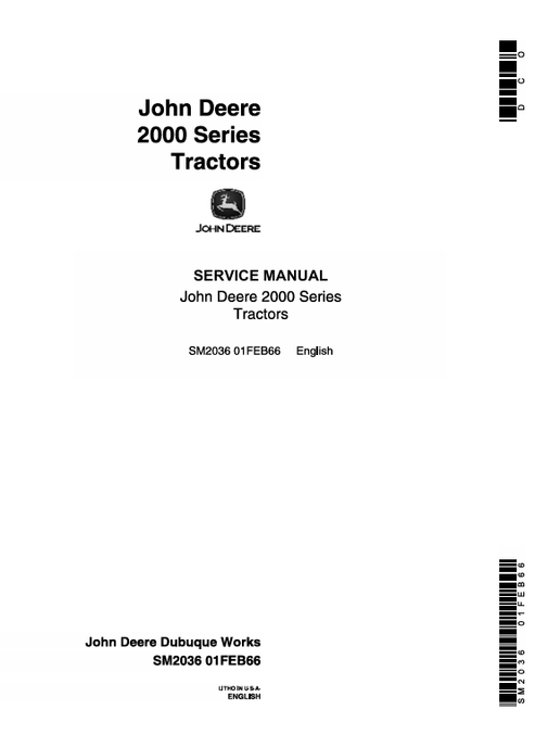 John Deere 2010 Wheel Tractor Service Manual SM2036