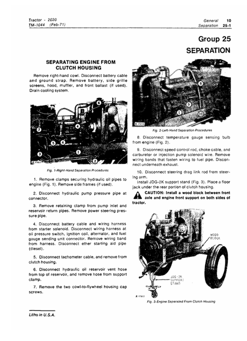 John Deere 2020 Tractor Service & Repair Technical Manual TM1044