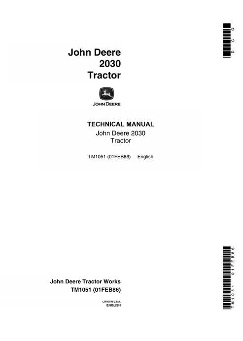 John Deere 2030 Tractor Technical Manual TM1051 PDF