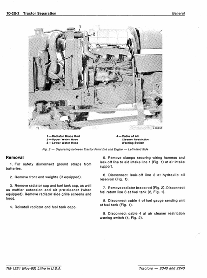 John Deere 2040 2240 Tractor Workshop Technical Manual TM1221