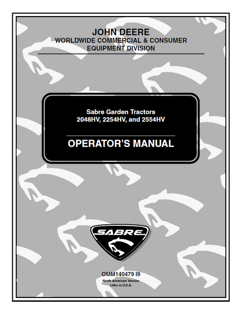 John Deere 2048HV 2254HV 2554HV Sabre Garden Tractor Manual OMM140479