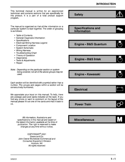 John Deere 21-Inch Walk-Behind Mower Service & Repair Manual TM1723