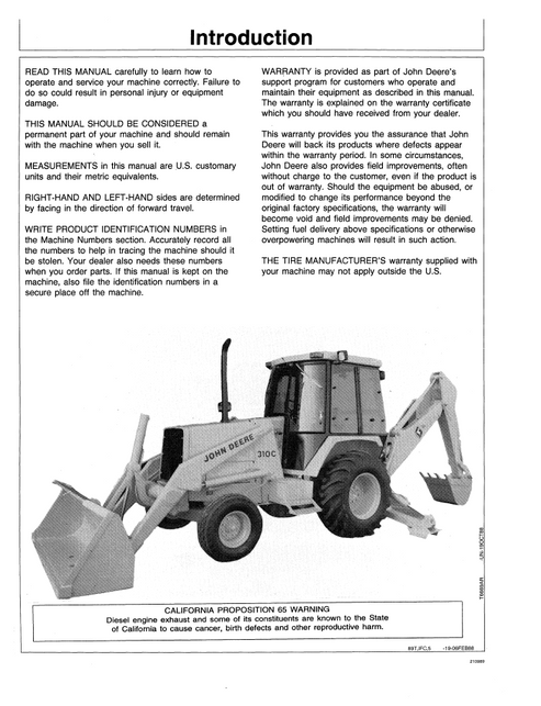 John Deere 210C 310C Backhoe & 210C Landscape Loader Manual PDF