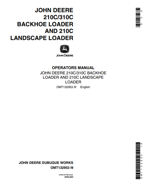 John Deere 210C/310C Backhoe & 210C Loader Manual OMT132953