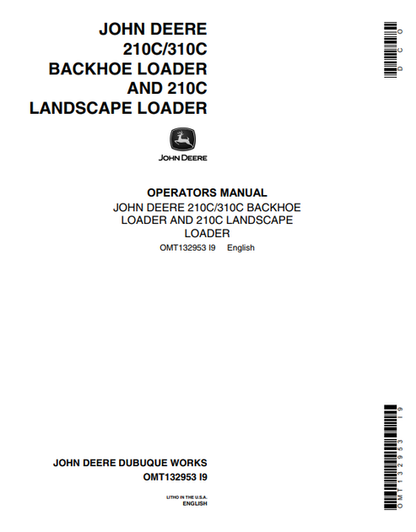 John Deere 210C/310C Backhoe & 210C Loader Manual OMT132953