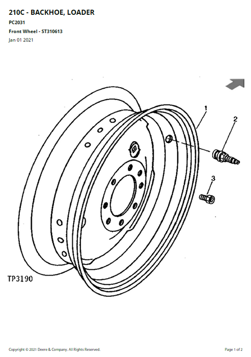 John Deere 210C Backhoe Loader Parts Manual PC2031 PDF