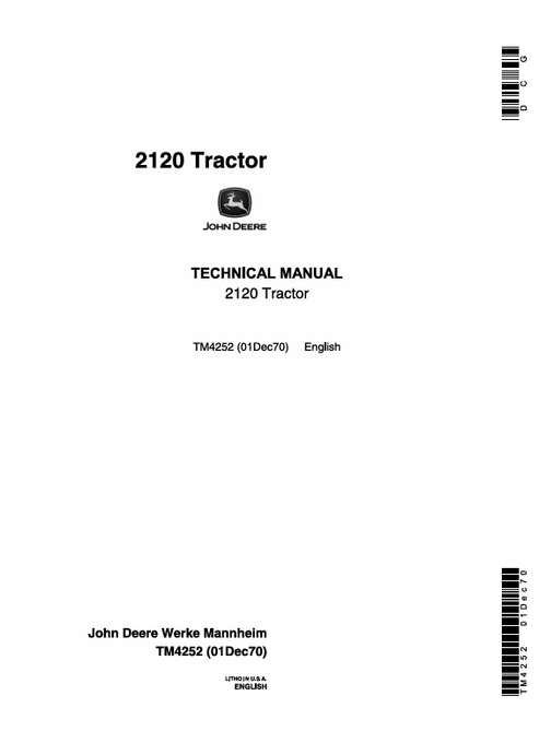 John Deere 2120 Tractor Technical Manual TM4252