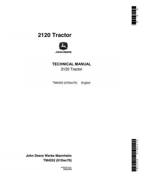 John Deere 2120 Tractor Technical Manual TM4252 PDF