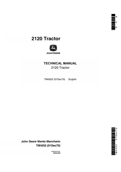 John Deere 2120 Tractor Technical Manual TM4252 PDF