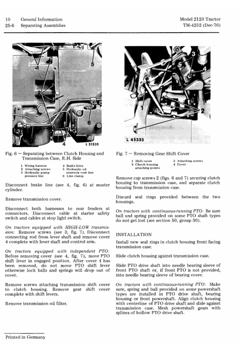 John Deere 2120 Tractor Workshop Technical Manual TM4252
