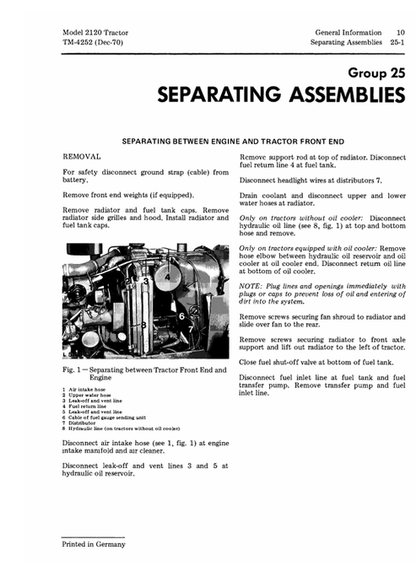 John Deere 2120 Tractor Workshop Technical Manual TM4252