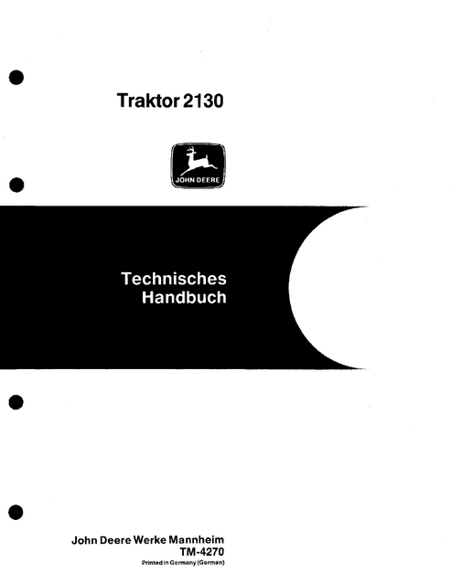 John Deere 2130 Tractor Technical Service Manual TM4270 PDF