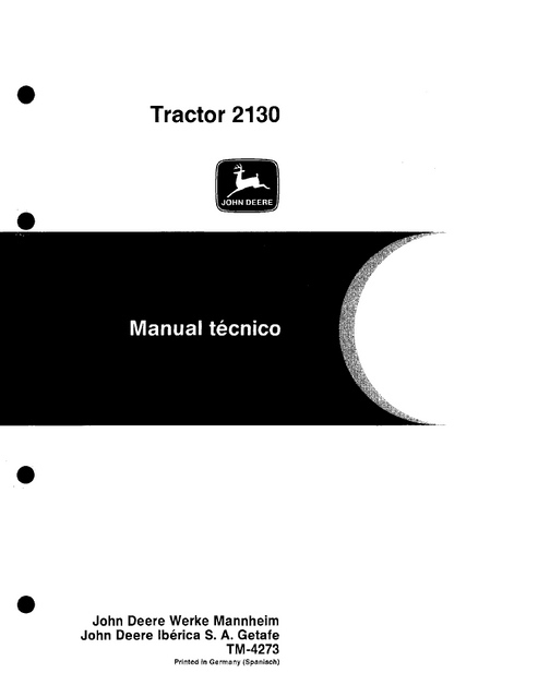 John Deere 2130 Tractor Technical Service Manual TM4273 PDF