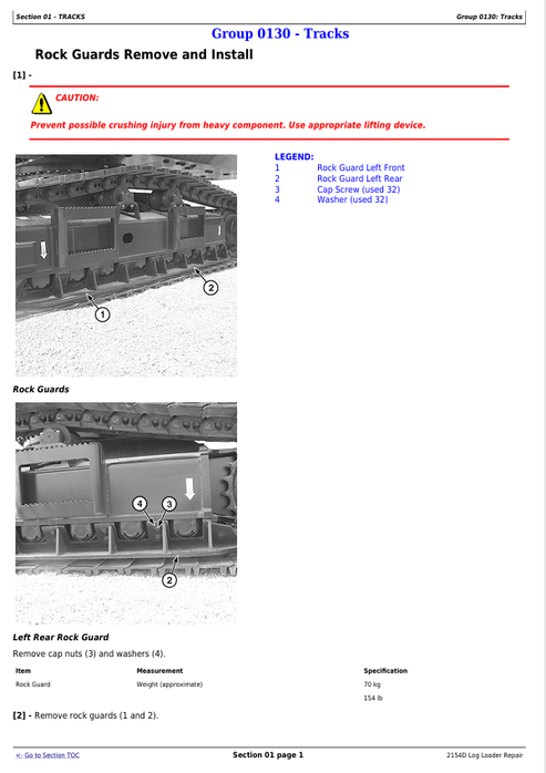John Deere 2154D Forestry Log Loader Technical Repair Manual