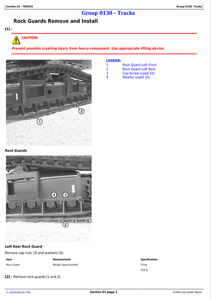 John Deere 2154D Forestry Log Loader Technical Repair Manual