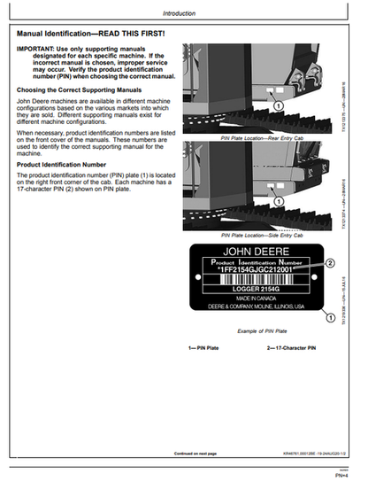 John Deere 2154G Forestry Excavator Operating Manual PDF