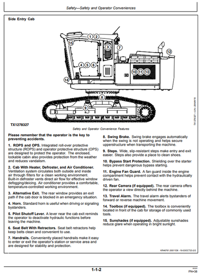 John Deere 2154G Forestry Excavator Operator Guide OMT361329X19