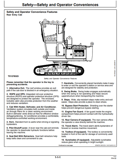 John Deere 2154G Forestry Excavator Operator Guide OMT361330X19