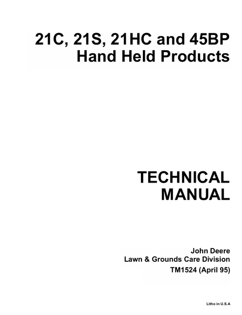 John Deere 21C 21S 21HC 45BP Hand Held Technical Manual TM1524