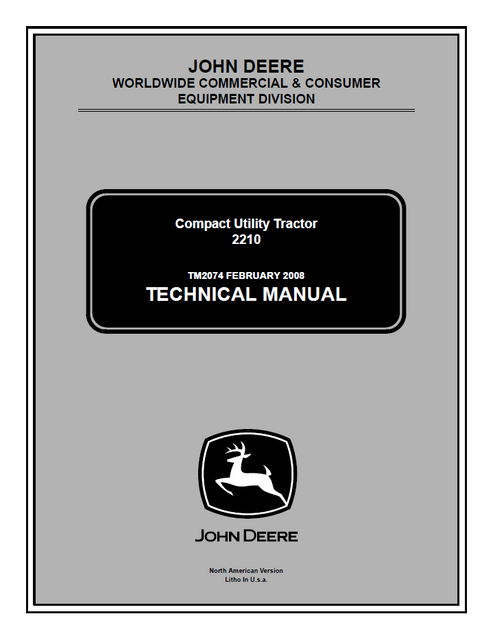 John Deere 2210 Compact Utility Tractor Technical Manual TM2074