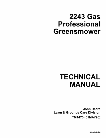 John Deere 2243 Gas Professional Greensmower Manual TM1473 PDF