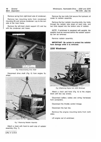 John Deere 2250 2270 Hydrostatic Windrower Workshop Manual TM1078