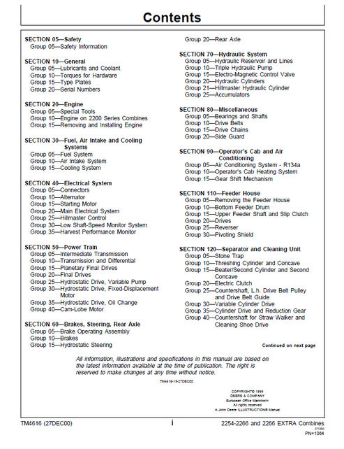 John Deere 2266 Extra Combine Part 2 Service Technical Manual TM4616