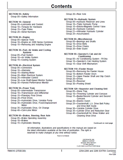 John Deere 2266 Extra Combine Part 2 Service Technical Manual TM4616