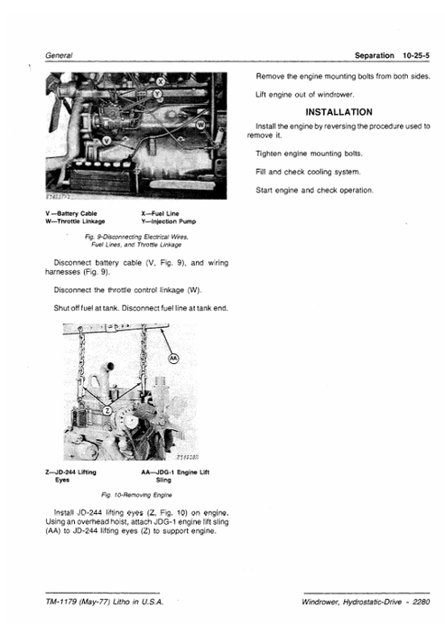 John Deere 2280 Hydrostatic Windrower Workshop Technical Manual