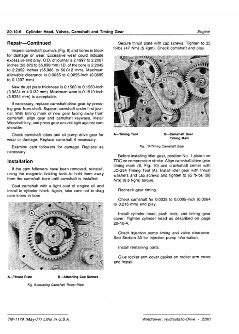 John Deere 2280 Windrower Repair & Maintenance Manual TM1179