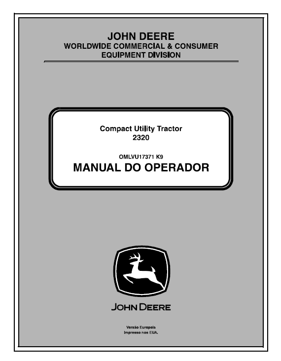 John Deere 2320 Compact Utility Tractor Operator Manual OMLVU17371 PDF