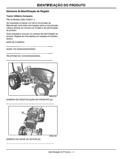 John Deere 2320 Tractor Operator & Maintenance Manual OMLVU17371