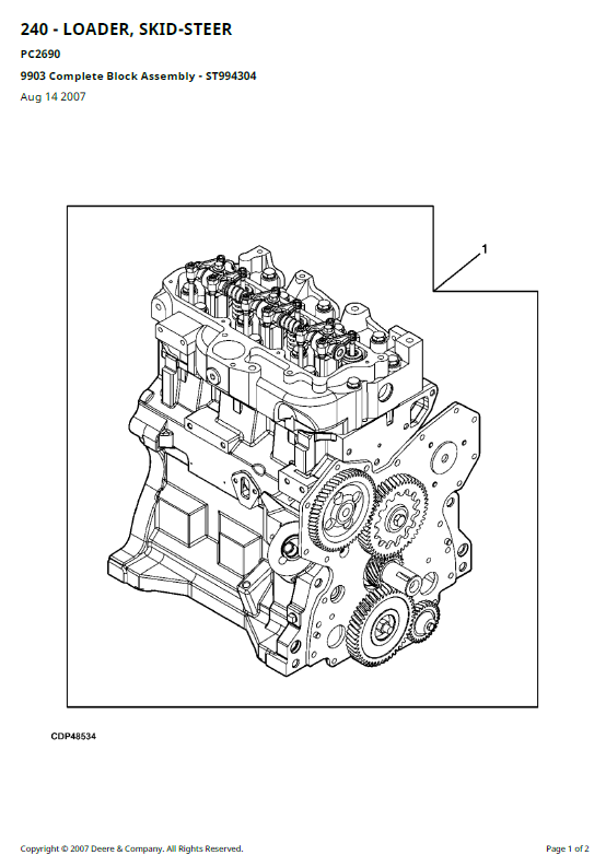 John Deere 240 Loader, Skid-Steer Parts Catalogue Manual PC2690 PDF 