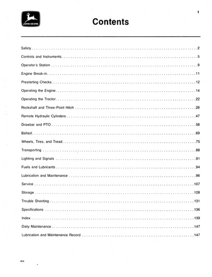 John Deere 2440 2640 Tractor Operation Maintenance Manual