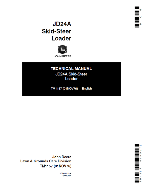 John Deere 24A & JD24A Skid Steer Loader Technical Manual TM1157