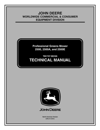 John Deere 2500 2500A 2500E Green Mower Technical Manual PDF