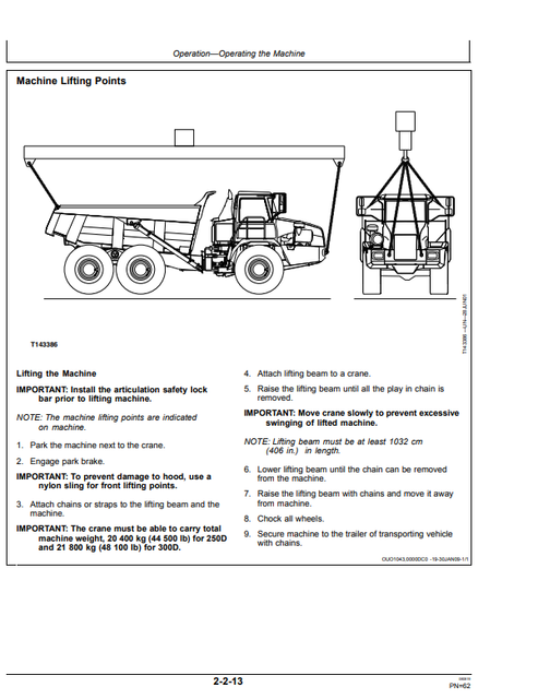 John Deere 250D 300D Dump Truck Operation Manual OMT187892