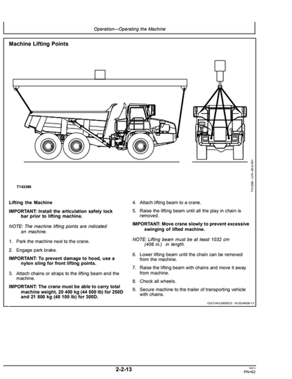 John Deere 250D 300D Dump Truck Operation Manual OMT187892