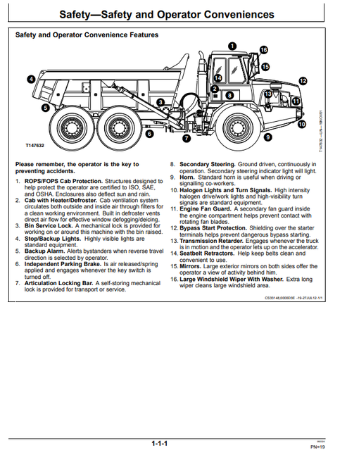 John Deere 250D 300D Dump Truck Operator Manual OMT224115