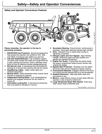 John Deere 250D 300D Dump Truck Operator Manual OMT224115
